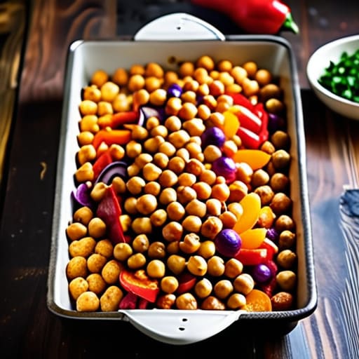 The One-Pan Chickpea Roast on baking sheet.
