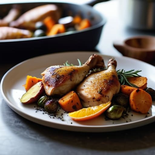 Balsamic Chicken Thighs and Root Vegetables dish.