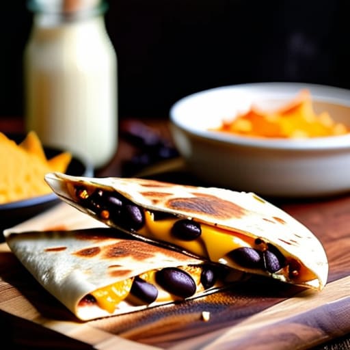 Crispy Black Bean Quesadillas with melted cheese.