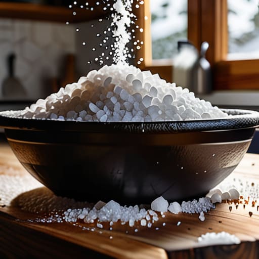 Kosher Salt and Black Peppercorns seasoning.