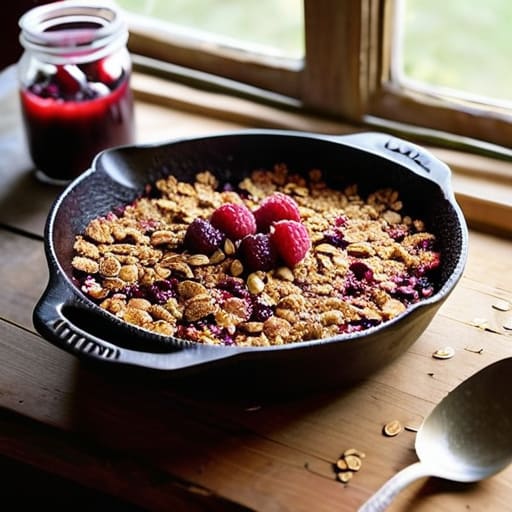 Warm Skillet Berry Crumble in cast iron.