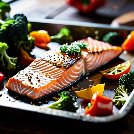 Salmon and vegetables, The Sheet Pan Standard.